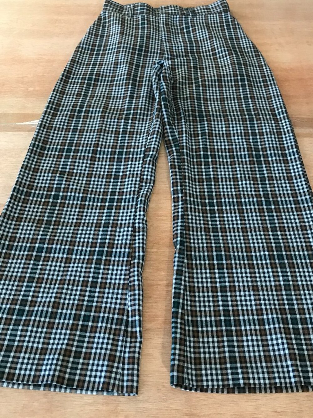 Free People Wide Leg Pants Women 0 Black Plaid High Rise Pocket Sculpting Boho